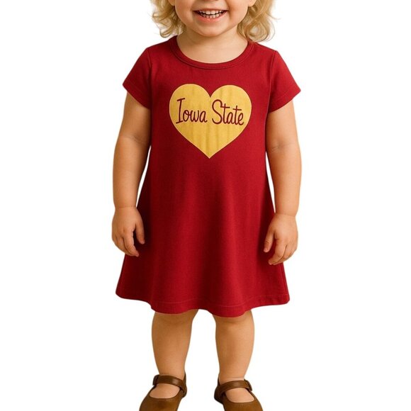Colosseum Iowa State Size 2T Dress Girls Red Gold Heart Cute Game Day Outfit - Picture 1 of 5